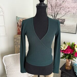Aerie Dark Green Textured Knit Top